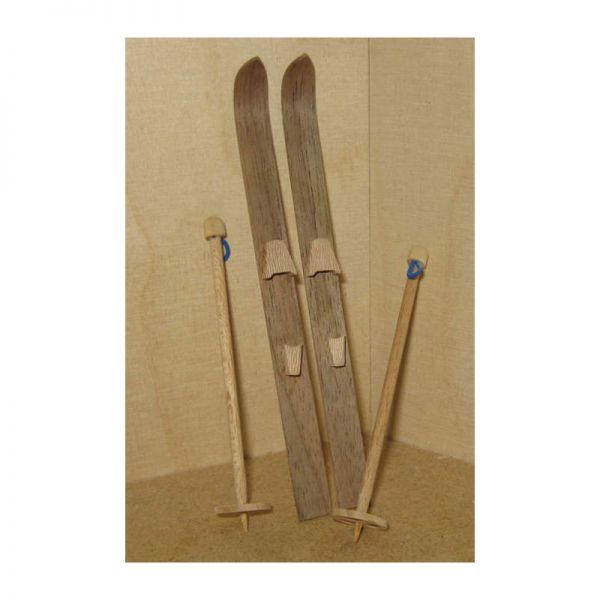 Liebe HANDARBEIT 46061 Miniatur Ski mit Skistöcken Holz 1:12 für Puppenhaus