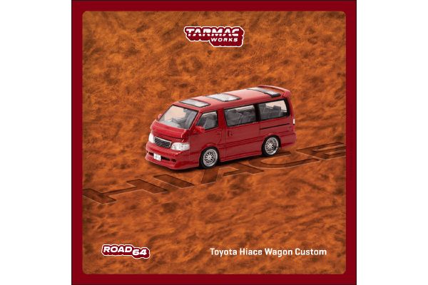 ***Tarmac T64R-078-RE Toyota Hiace Wagon Custom rot Maßstab 1:64 Modellauto